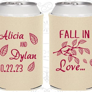 Fall In Love Wedding, Wedding Reception, Fall Wedding, Leaves, Wedding Beer Can Coolers | 283