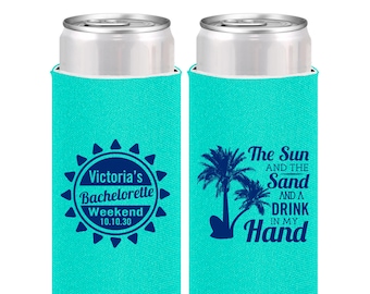Bachelorette Party Can Coolers, The Sun and Sand and drink in my hand, Bachelorette Party Favors, Bachelorette Can Cooler | 60114