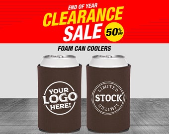 100 Pieces - Personalized Chocolate Brown Can Coolers, Wedding Can Coolers, Custom Beer Can Insulators | Clearance Sale