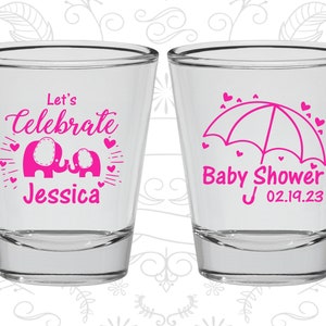 Elephant Baby Shower, Baby Shower Shot Glasses, Baby Girl Shower, Pink Baby Shower, Baby Shower Glassware 90058 image 1