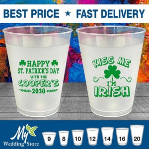St Patricks Day Frosted Cups, St Patricks Day Party Favors, St Pattys Day, St Patricks Day Idea, Kiss me I&#39;m Irish, Irish Cups | 200004