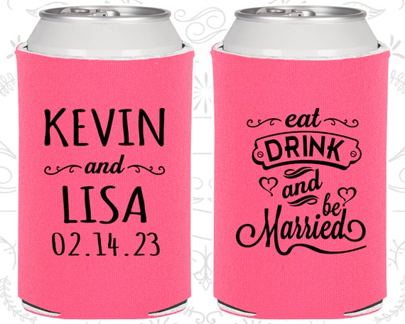Eat Drink and Be Married, Wedding Decor, Heart, Custom Can Coolers (239) Il_570xn