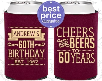 60th Birthday, 60th Birthday Favors, Adult Birthday, Cheers to 60 Years, Cheers and Beers, Party Favors | 20001