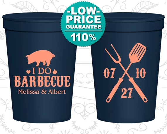 Stadium Cups, Wedding Cups, Plastic Cups, Personalized Cups, Wedding Stadium Cups, Custom Plastic Cups, Wedding Favors, I do BBQ Cups (C10) Il_570xn