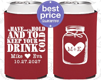 Custom Wedding Favor Can Coolers, Personalized Wedding Favors, Wedding Favors, Wedding Rehearsal Dinner Favors, Wedding Reception (C428)