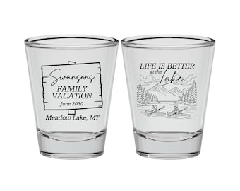 Family Vacation Shot Glasses, Vacation Party Favors, Lake House Gifts, Lake Vacation, Family Lake House, Life is better at the Lake | 180010