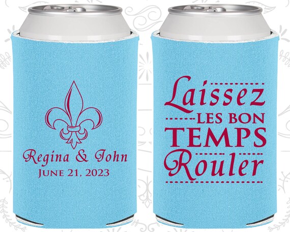 Laissez Les Bons Temps Rouler, Nola Wedding Gift, Cajun Wedding Gift, Fleur De Lis, Fleur De Lis Wedding Gift, Wedding Can Coolers (405) Il_570xn