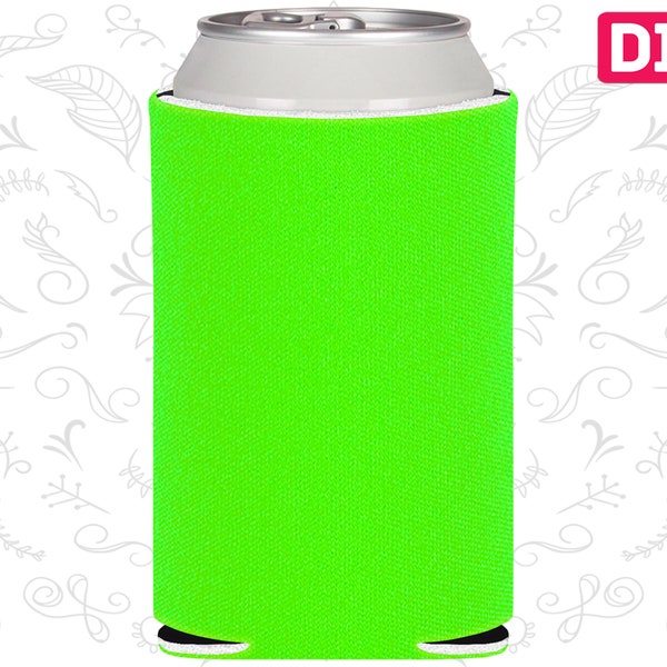 25 Pack - Blank Can Coolers Neon Green Blank Coolers Green Foam Can Holders Collapsible Bulk Beer Huggers DIY Crafts