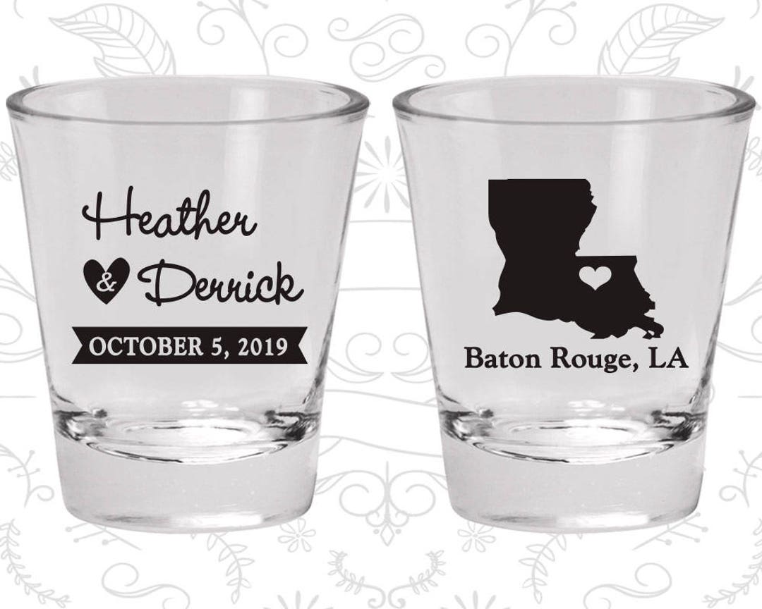 Louisiana Wedding Shot Glasses, Promotional Shot Glass, Destination