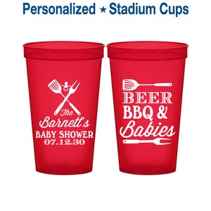 BBQ Baby Shower Cups, Cheap Baby Shower Cups, barbecue Baby Shower Cups, Beer Bbq Babies,Baby Shower Favor Cups,Baby Shower Items | 90113