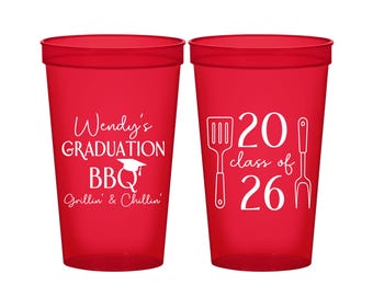 Graduation Party Cups, Graduation Favors, Grad Party Favor, College Graduation Party Favors, Class of 2026 Cups, Graduation BBQ | 130008