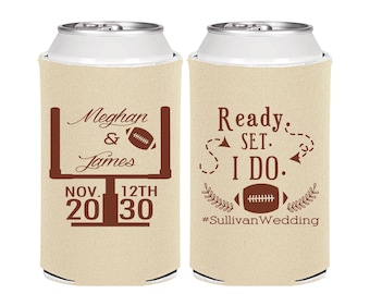Wedding Giveaways, Football Wedding Favors, Tailgate Wedding Favors, Outdoor Wedding Favors, Wedding Can Coolers, Ready Set I Do | 394