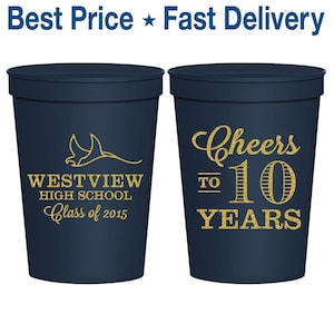 High School Reunion Favors, Class of 2015 Reunion, 10 Year Reunion, Class Reunion Cups, College Reunion, Reunion Decorations | 140005