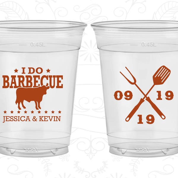 I Do BBQ Wedding, Cheap Soft Plastic Cups, I Do Barbecue, Wedding BBQ, BBQ Cow, Disposable Cups (71)