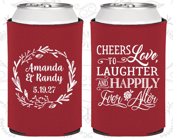 Cheers to Love Laughter and Happily Ever After, Unique Wedding, Wedding Love Tree, Floral Wedding, Wedding Can Coolers (326) Il_570xn