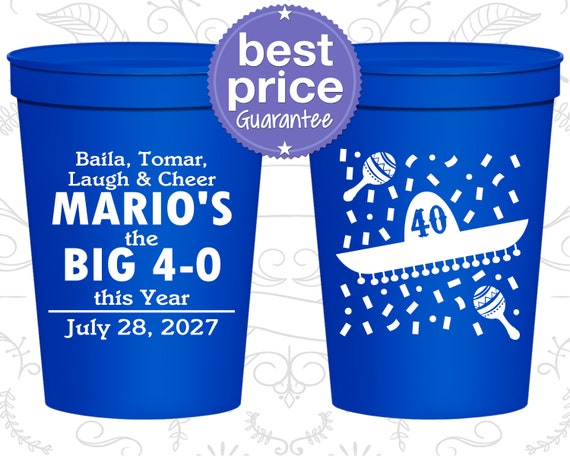 40th Birthday Party Cups, Personalized Birthday Cups, Custom Birthday Cups, Plastic Birthday Cups, Birthday Favors (C20288) Il_570xn