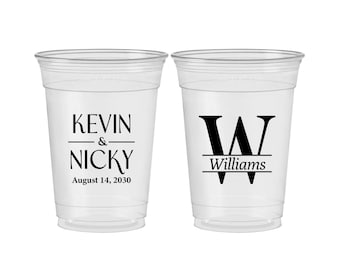 Personalized Disposable Cups, Monogram, Cheap Monogram Soft Sided Cups | 806