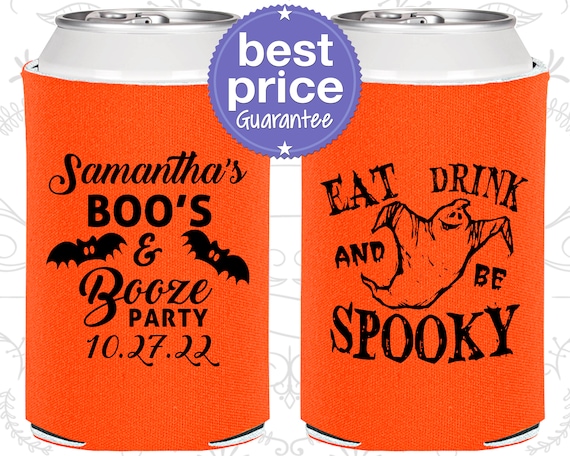 Customized Halloween Party Favors and Gift Here For The Boos Halloween Collapsible Can Cooler Personalized Drink Can Coolers