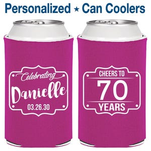 70th Birthday, 70th Birthday Party, Cheers to 70 years, Cheers to Seventy Years, Birthday Can Coolers, Birthday Coolies | 20227