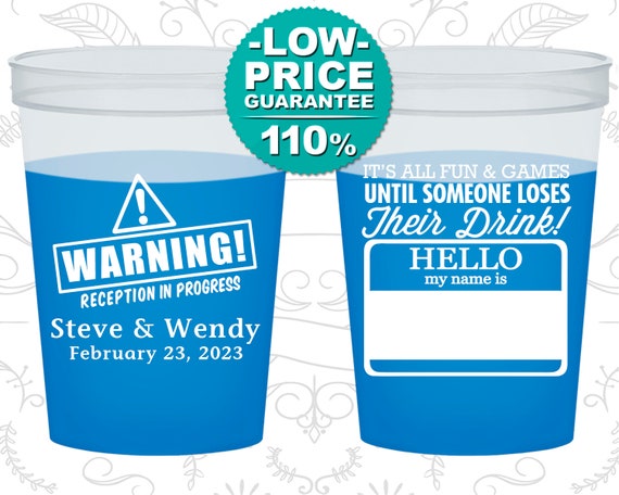 Hello my name is, Plastic Mood Cups, Name Tag, Warning Reception in Progress, Blue Mood Cups (C580) Il_570xn