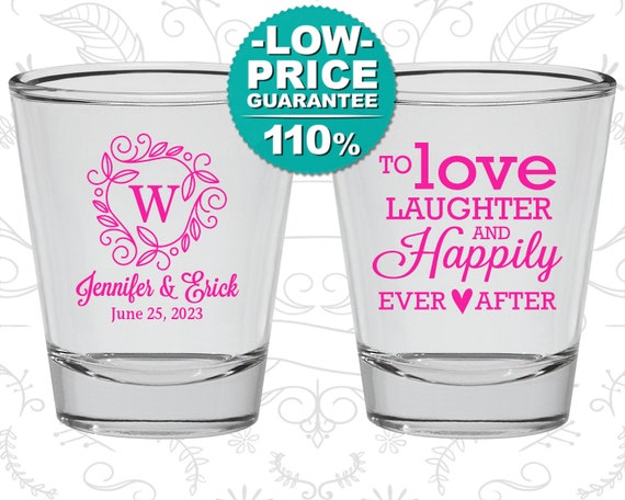 Wedding Shot Glasses Custom Shot Glasses Love Laughter Happily