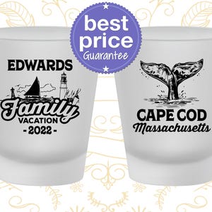 Family Vacation Shot Glass, Vacation Favors, Family Vacation Gifts, Destination Vacation, Cape Cod Family Vacation | 180046