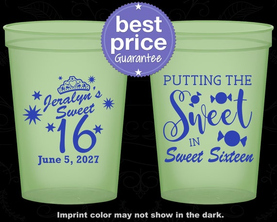 16th Birthday Glow in the Dark Cups, Sweet 16 Party, Sweet sixteen, Glow Birthday Party (C20142) Il_570xn