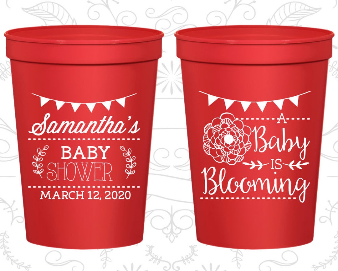 A Baby is Blooming, Baby Shower Cups, Flower Baby Shower Cups, Floral Baby Shower, Baby Shower