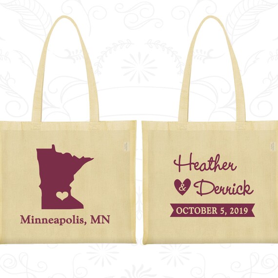 Minnesota Wedding Minnesota Tote Bags Custom Welcome Bags