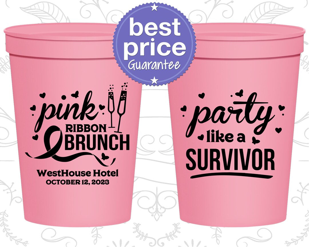 Breast Cancer Plastic Cups, Breast Cancer Awareness Party Favors ...