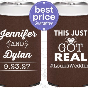 This Just Got Real, Personalized Wedding Favors, Fun Wedding Favors, Funny Wedding Favors, Beer Can Coolers C484 image 1