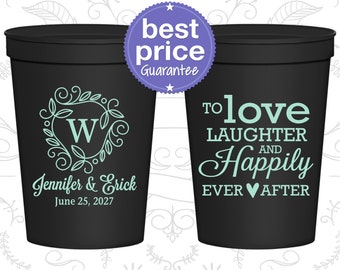 Wedding Favor Cups, Wedding Cups, Plastic Cups, Stadium Cups, Personalized Cups, Custom Stadium Cups, Wedding Favors, Monogram Cups (C61)