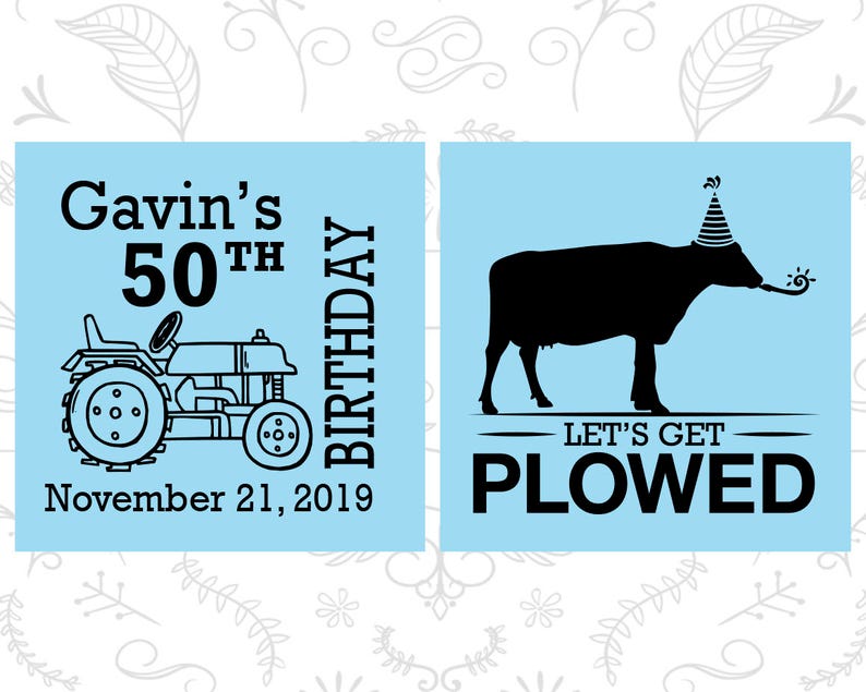 50th Birthday Frosted Cups Tractor Lets Get Plowed Frosted Birthday Cups Farm Birthday 20037