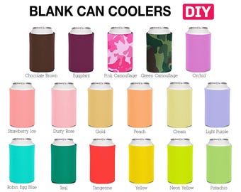 25 Pack - Blank Can Coolers Blank Coolers Foam Can Holders Collapsible Bulk Beer Huggers Screen Print Embroidery HTV DIY Crafts