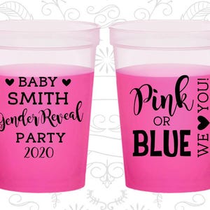 Pink or Blue We Love you, Baby Shower Color Changing Cups, Gender Reveal, Baby Shower Color Change Cup | 90012