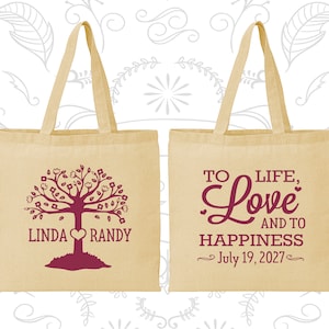 To Life Love and to Happiness, Cheap Canvas ToteBag, Love Tree, Fairy Tale Wedding Bags, Personalized Bags 551 image 1