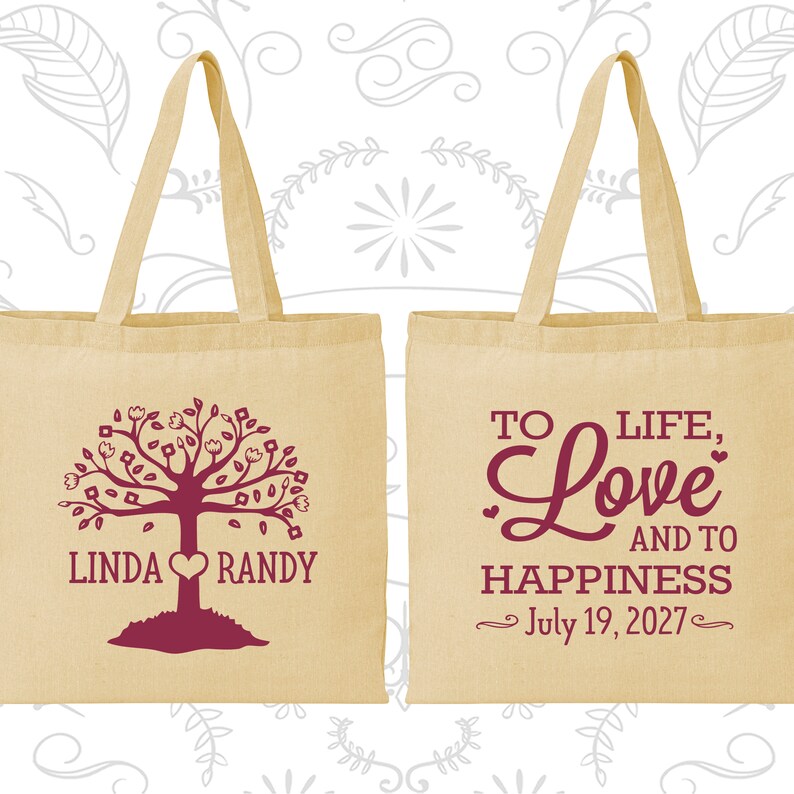 To Life Love and to Happiness, Cheap Canvas ToteBag, Love Tree, Fairy Tale Wedding Bags, Personalized Bags 551 image 1