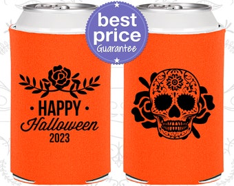 Halloween Favors, Halloween Can Coolers, Personalized Halloween, Halloween Party Decor, Sugar Skull, Candy Skull (250020)