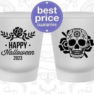 Halloween Shot Glass, Halloween Favors, Personalized Halloween, Halloween Party Decor, Sugar Skull, Candy Skull | 250020