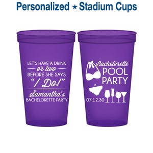 Bachelorette Pool Party Cups, Bachelorette Cups Personalized, Lets have a drink or two, before she says I do, Bachelorette Cups | 60167 image 1