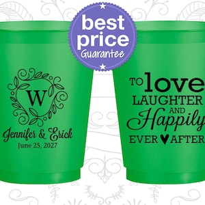 Frosted Plastic Cups, Monogram, Wedding Favors, Custom Wedding Cups, Personalized Cups | 661