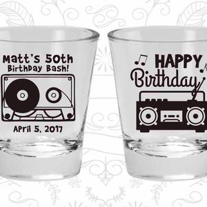 50th Birthday Shot Glasses, Custom Birthday Glasses, Vintage Birthday, Happy Birthday, 80s Birthday, Birthday Shot Glasses | 20117