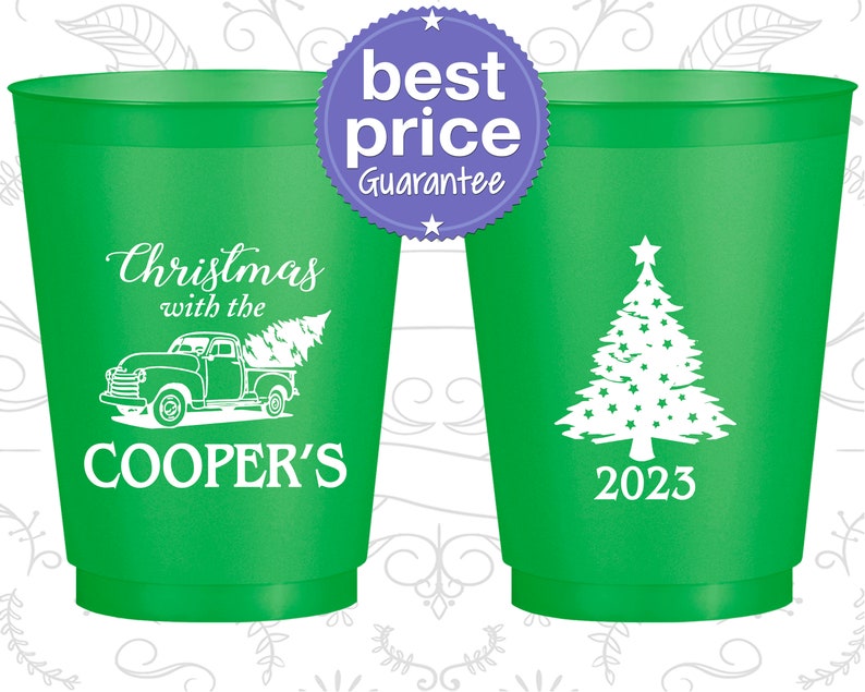 Christmas Frosted Plastic Cups, Christmas Party Favors, Holiday Party Cups, Christmas Office Party Favors, Vintage Christmas 280025 image 1