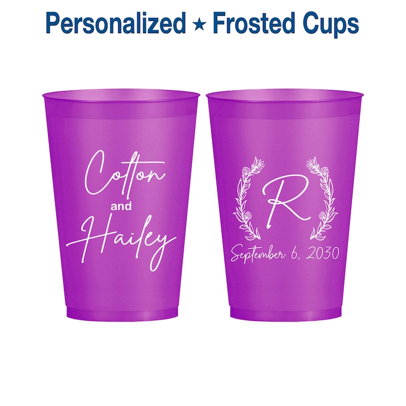 Purple-themed wedding reception supplies - 100 pcs custom purple wedding cups