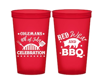 4th of July Party Cups, 4th of July Party Ideas, July 4th Party, Independence Day, 4th of July Barbeque, Red White and BBQ | 220008