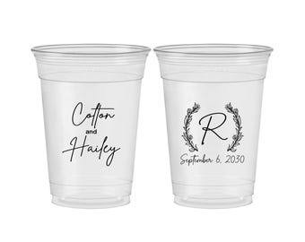 Personalized Disposable Cups, Monogram, Floral, Cheap Monogram Soft Sided Cups | 803