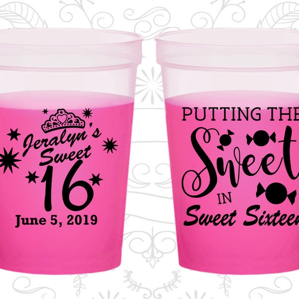 16th Birthday Mood Cups, Sweet 16 Party, Sweet sixteen, Birthday Color Changing Cups (20142)