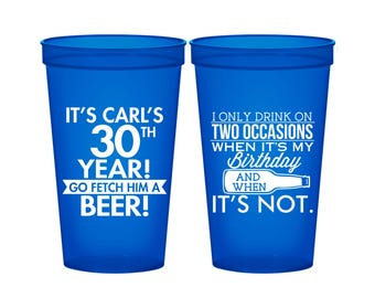 30th Birthday Party Cups, Personalized Birthday Cups, Custom Birthday Cups, Birthday Stadium Cups, Birthday Party Favors | 20170