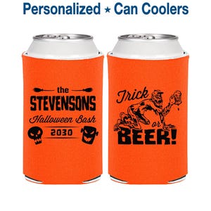 Halloween Favors, Halloween Can Coolers, Personalized Halloween, Halloween Party Decorations, Trick or Beer, Halloween Bash | 250021