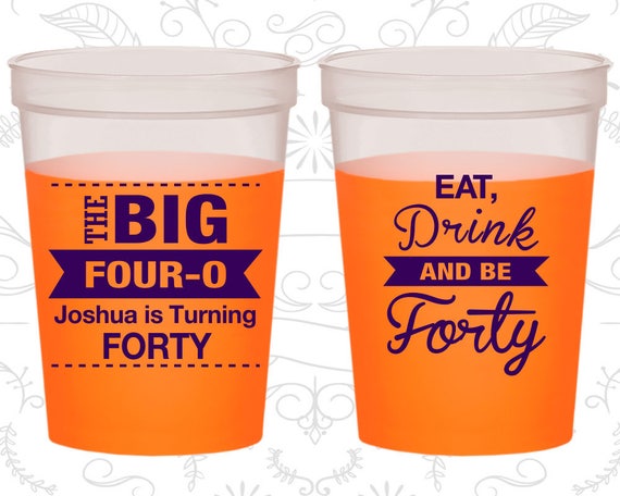 40th Birthday Mood Cups, The Big 40, Eat Drink and be Forty, Birthday Color Changing Cups (20243) Il_570xn
